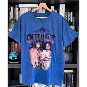 🐿️ NWOT Outkast Mineral Wash Blue Short Sleeve Graphic Tee Unisex Large